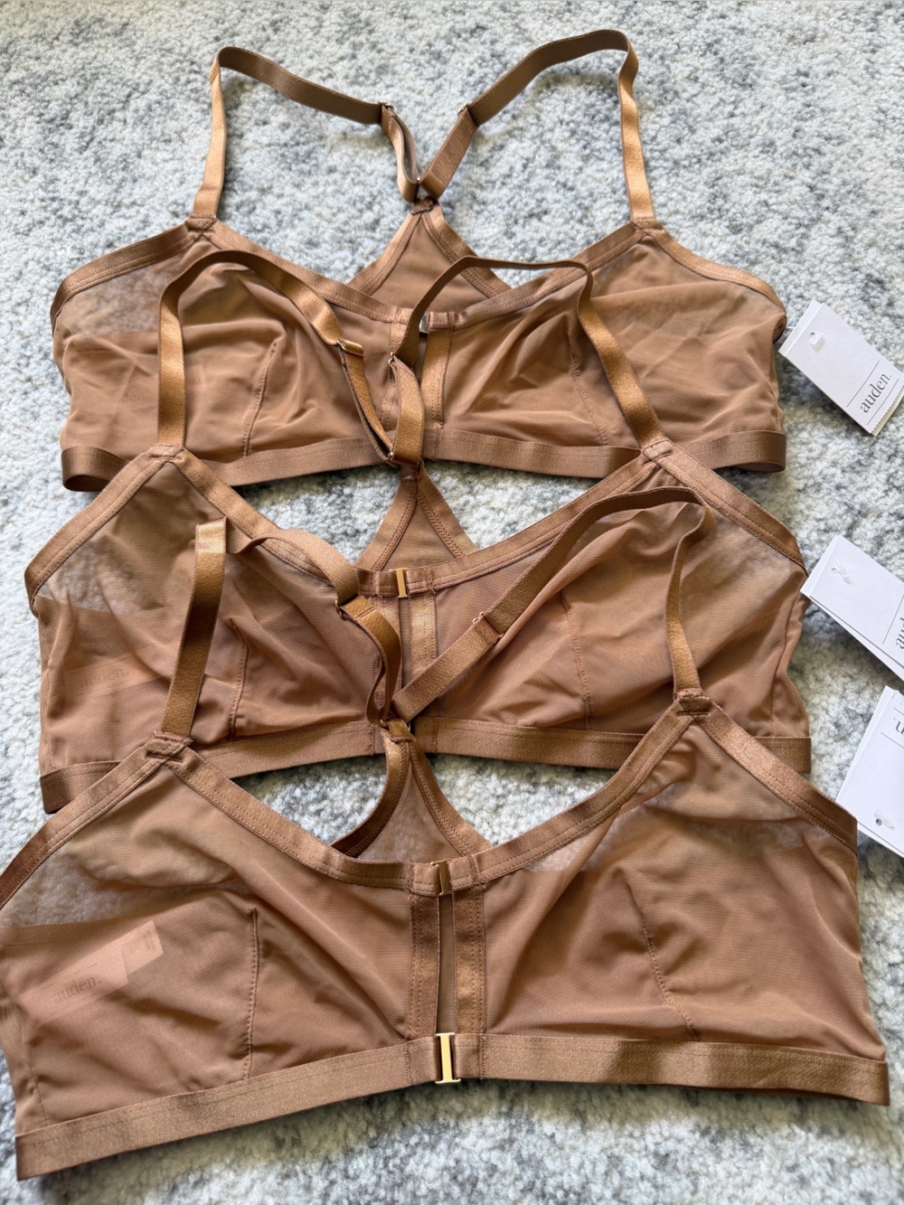 NWT Auden Smooth Unlined Racerback Bralette Brown 3 Pack Size: Large